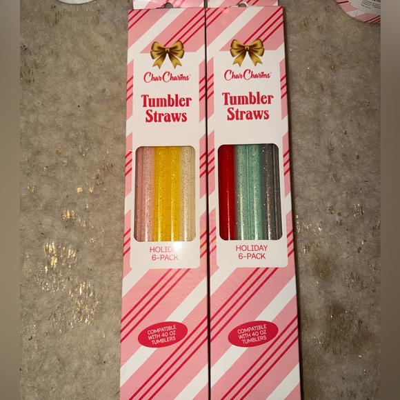 3 Holiday Stanley Christmas 40 oz tumbler set with holiday 6 pack straws NEW - Picture 7 of 7